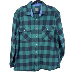 Jachs NY Heritage Flannel Green Black Plaid Button Down Shirt XXL